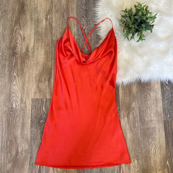 Naked Princess Silk Cowl Neck Slip Dress Size L - Picture 1 of 9